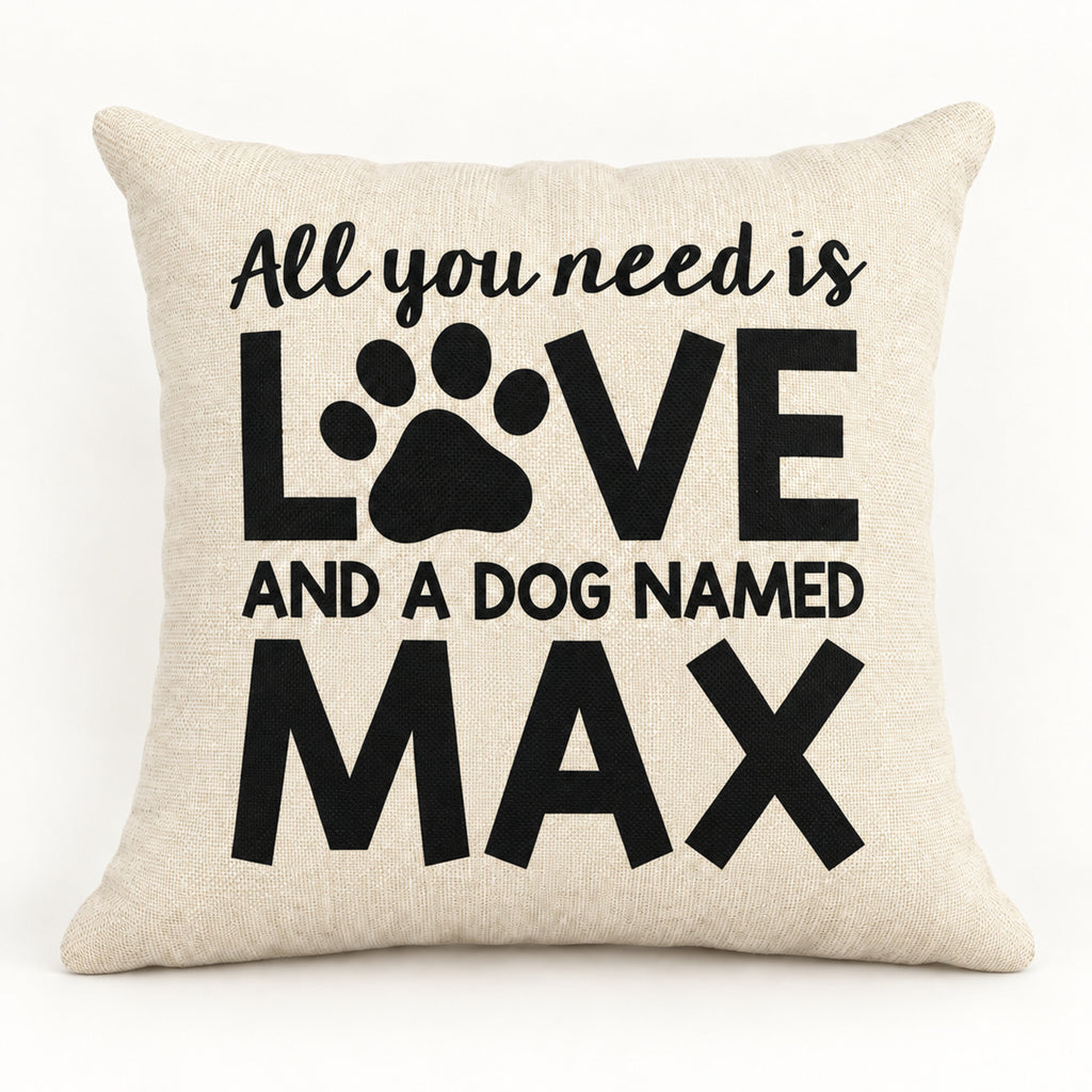Personalized linen pillow with the dog name Max