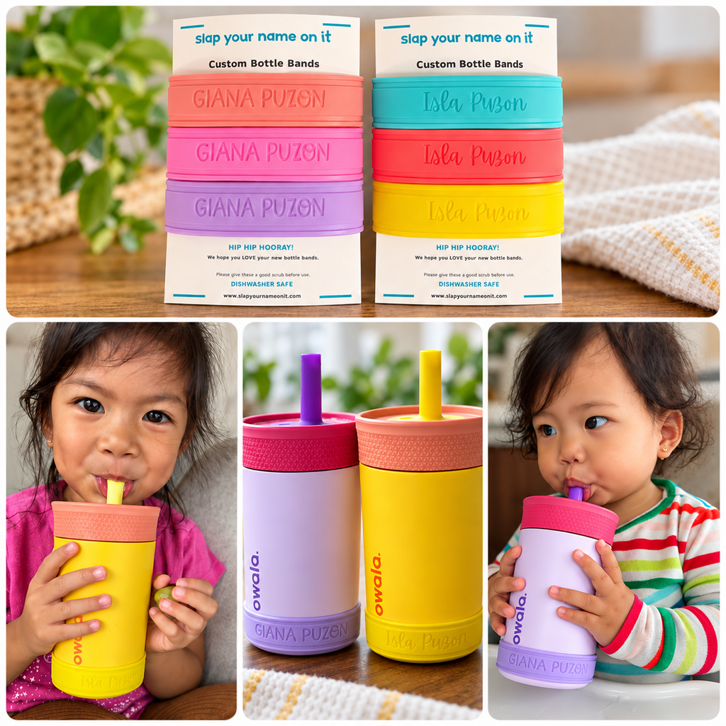 Personalized Water Bottle Bands with Name - 3 Pack