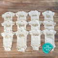 Monthly Onesie® Set with Month Number || Set of 12 || Baby Milestone Bodysuits || Baby's First Year || Baby Shower Gift || GLITTER AVAILABLE
