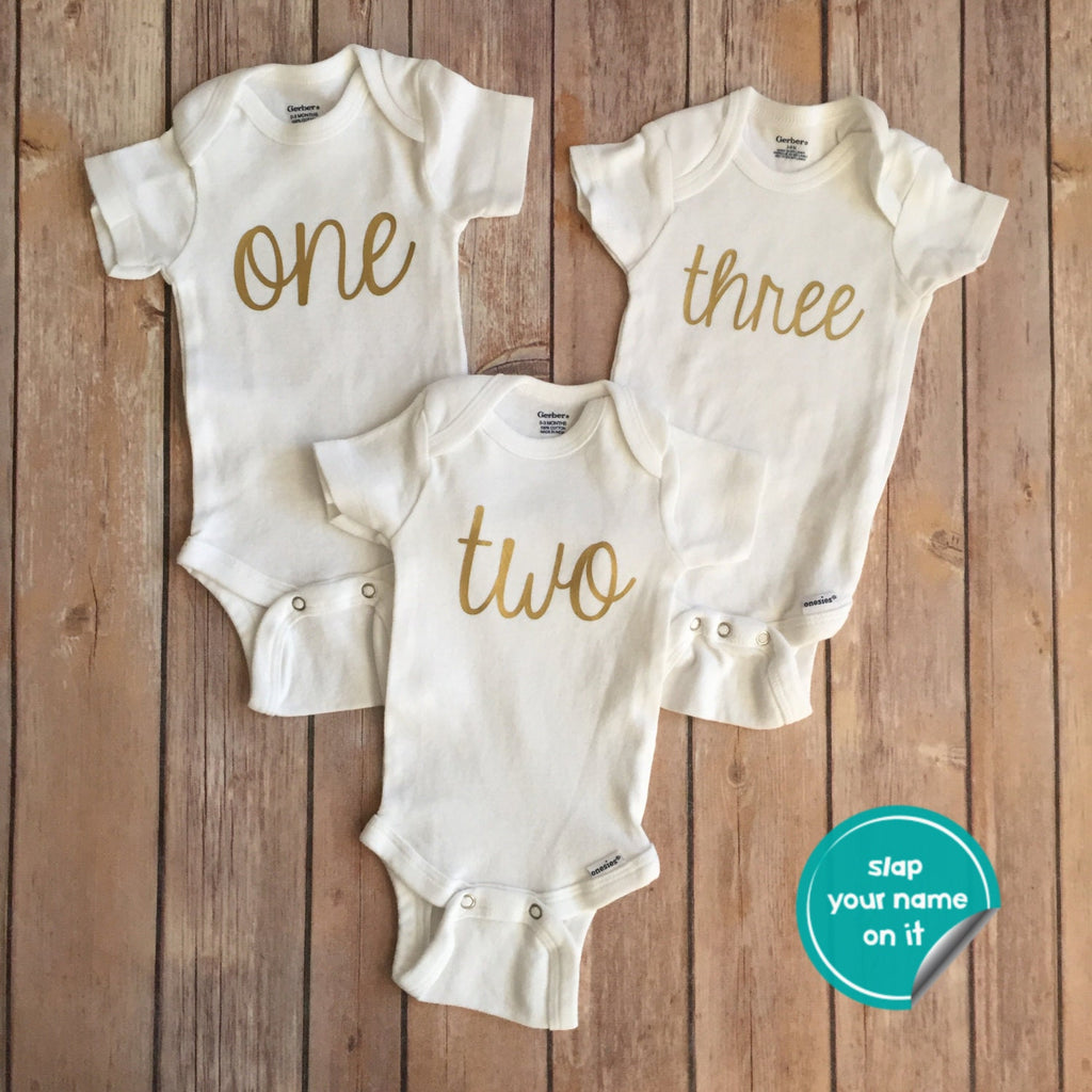 Monthly Onesie® Set with Month Number || Set of 12 || Baby Milestone Bodysuits || Baby's First Year || Baby Shower Gift || GLITTER AVAILABLE