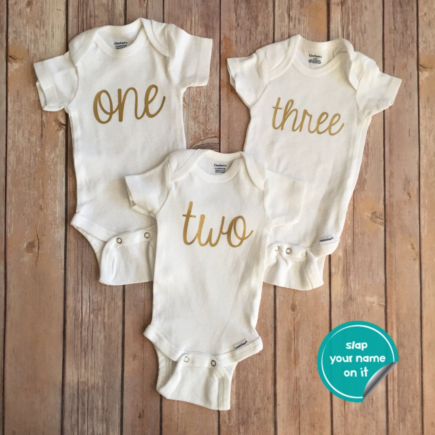 Monthly Onesie® Set with Month Number || Set of 12 || Baby Milestone Bodysuits || Baby's First Year || Baby Shower Gift || GLITTER AVAILABLE