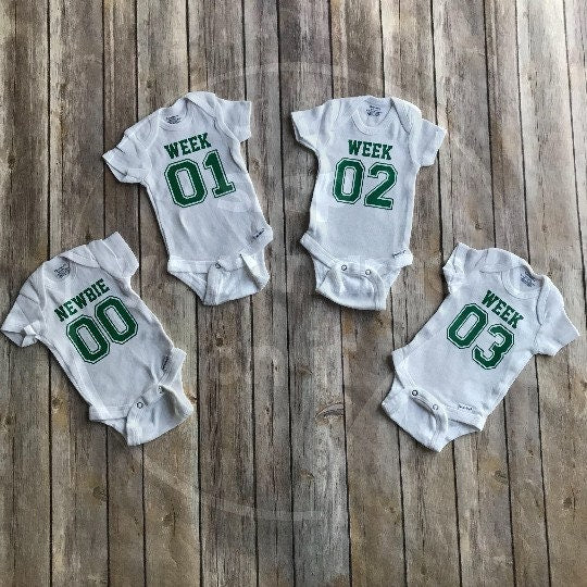 Boy Monthly Onesie® Set || Set of 12 || Organic Cotton || Baby Milestone Bodysuits || Baby's First Year || Baby Shower Gift
