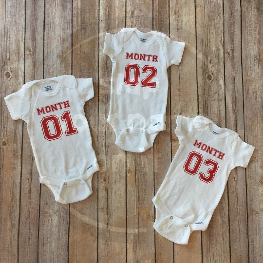 Boy Monthly Onesie® Set || Set of 12 || Organic Cotton || Baby Milestone Bodysuits || Baby's First Year || Baby Shower Gift