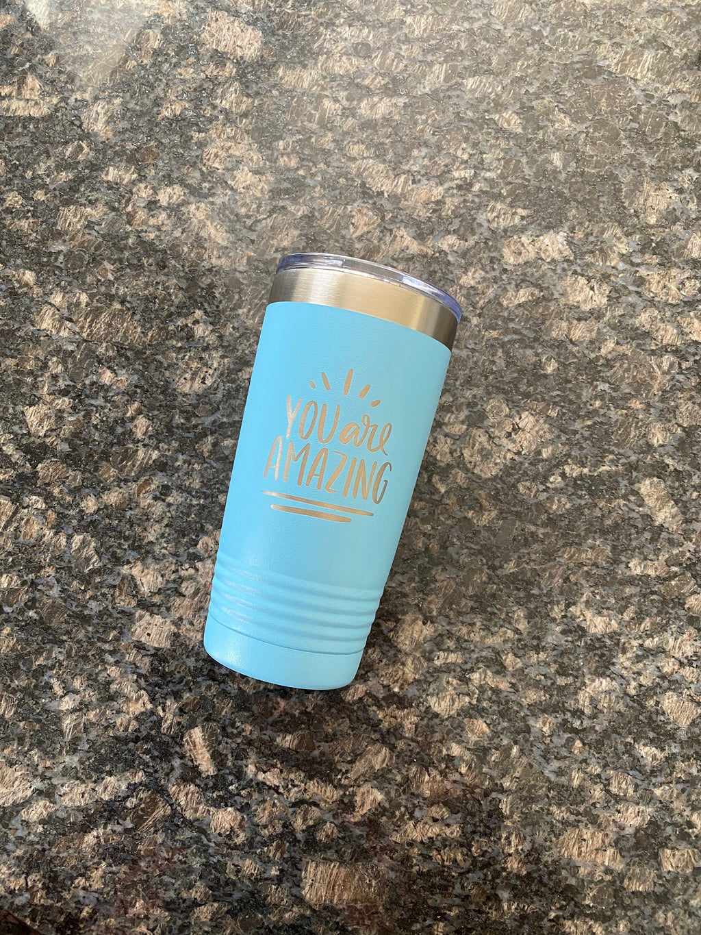You Are Amazing || Engraved Tumbler with Lid || Motivational Gift for Friend, Teacher, Coworker