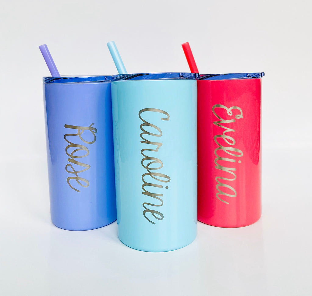 Engraved Mini Tumbler with Straw || FREE SHIPPING || Stainless Steel Cup || Birthday Gift || Dishwasher Safe || Personalized Cup with Name
