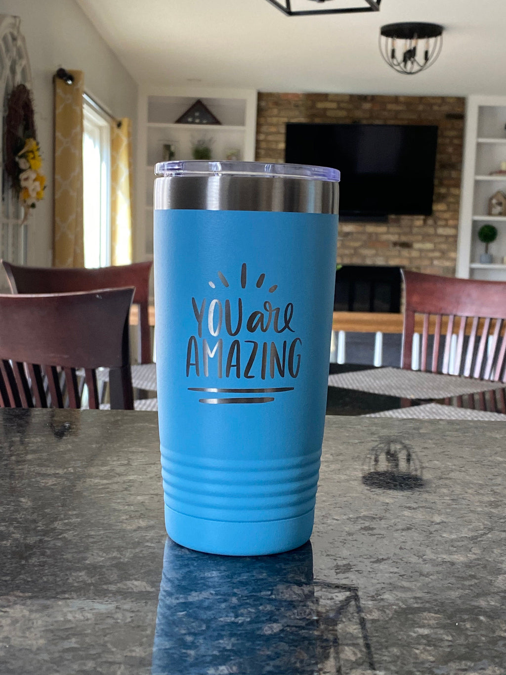 You Are Amazing || Engraved Tumbler with Lid || Motivational Gift for Friend, Teacher, Coworker