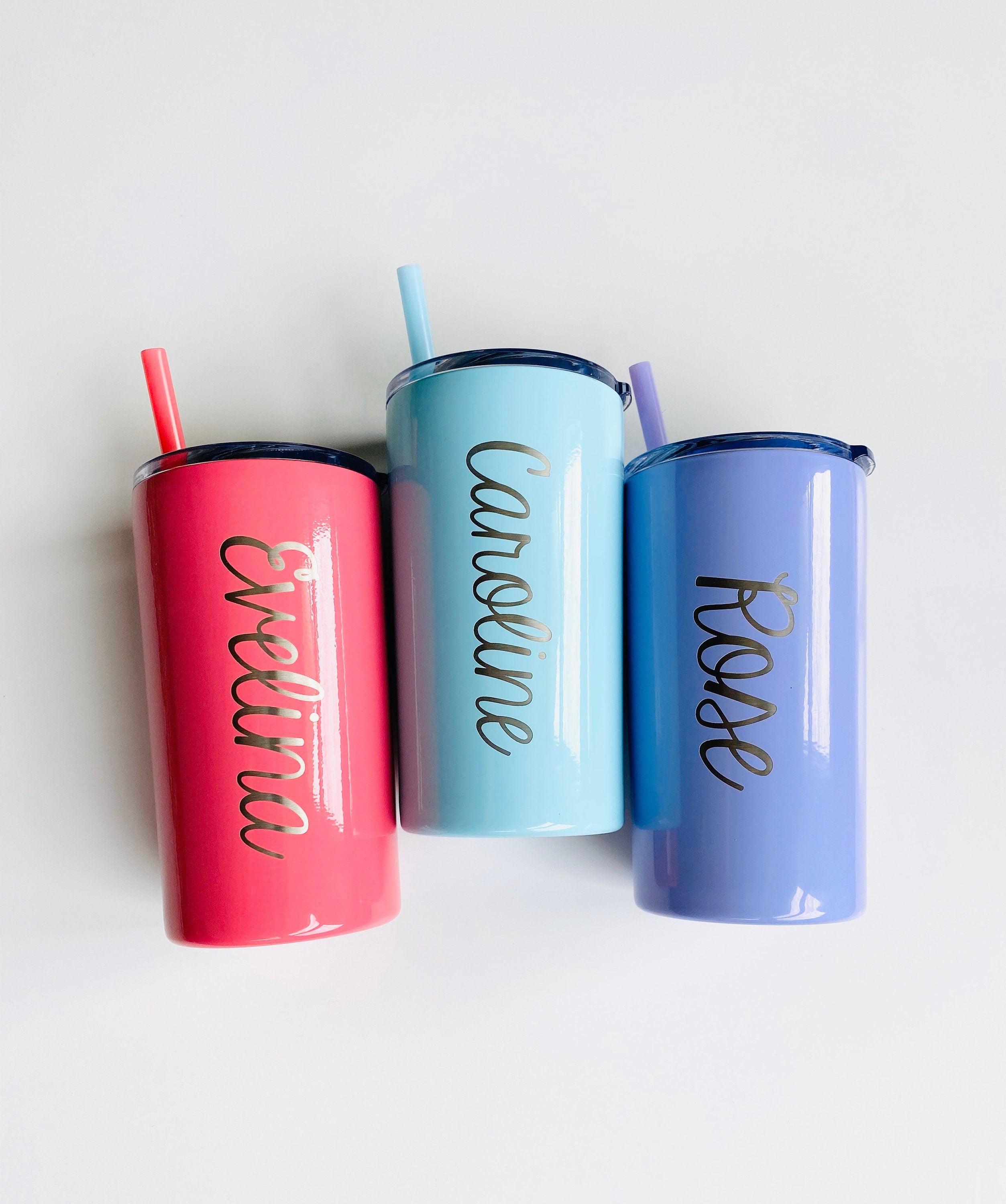 Engraved Mini Tumbler with Straw || FREE SHIPPING || Stainless Steel Cup || Birthday Gift || Dishwasher Safe || Personalized Cup with Name