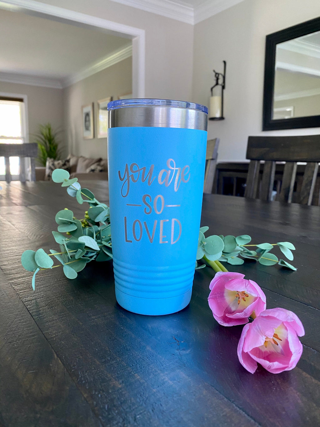 Engraved Tumbler with Lid || You Are So Loved || Encouraging and Thoughtful Gift for Friend Teacher Coworker Quarantine || FREE SHIPPING