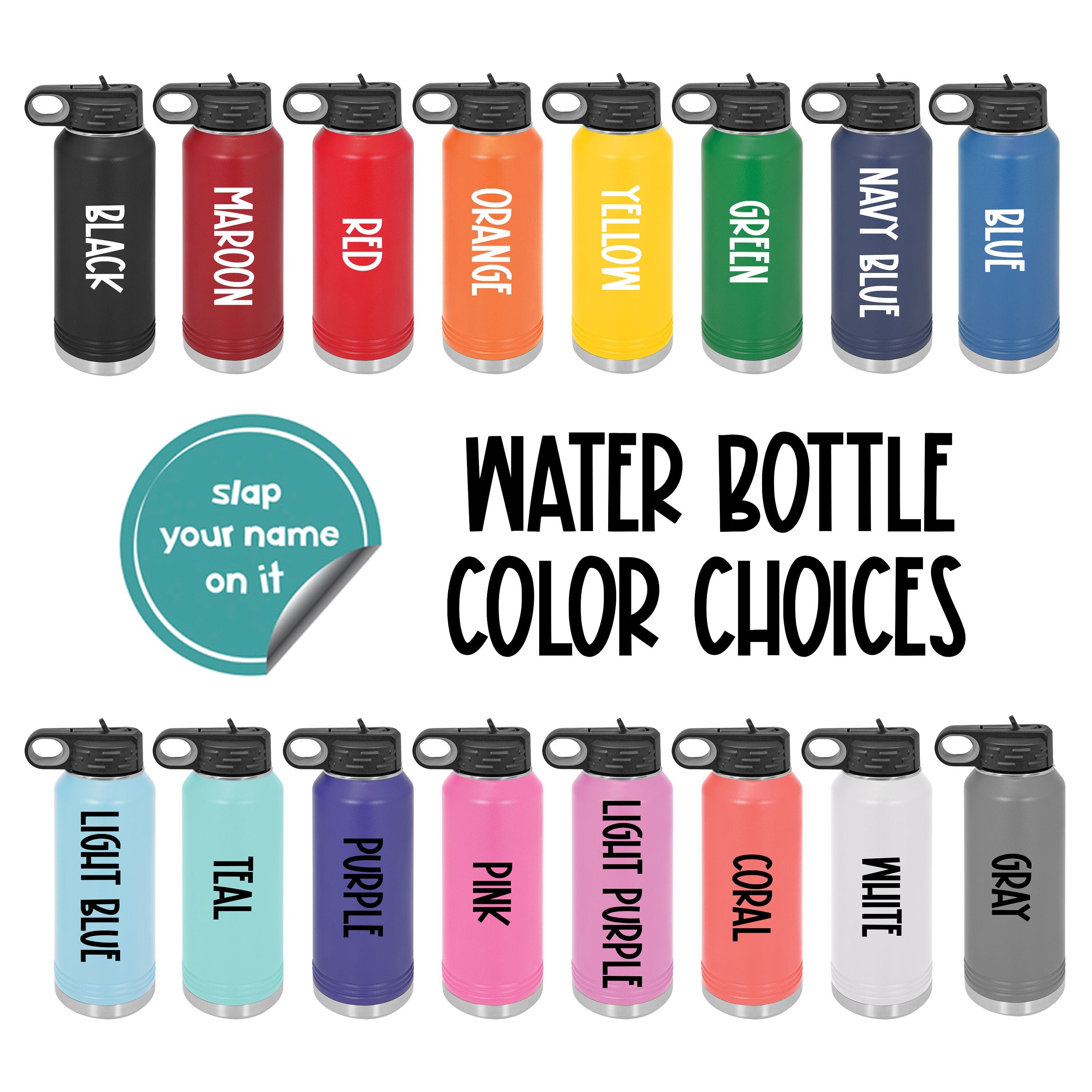 Laser Engraved Water Bottle || Back to School || Custom Cup with Name or Logo || Personalized Tumbler || Sports Bottle Team Gift