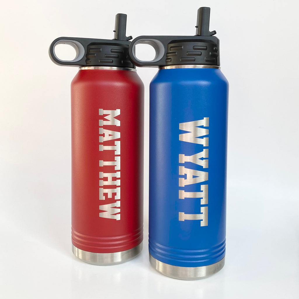 Laser Engraved Water Bottle || Back to School || Custom Cup with Name or Logo || Personalized Tumbler || Sports Bottle Team Gift