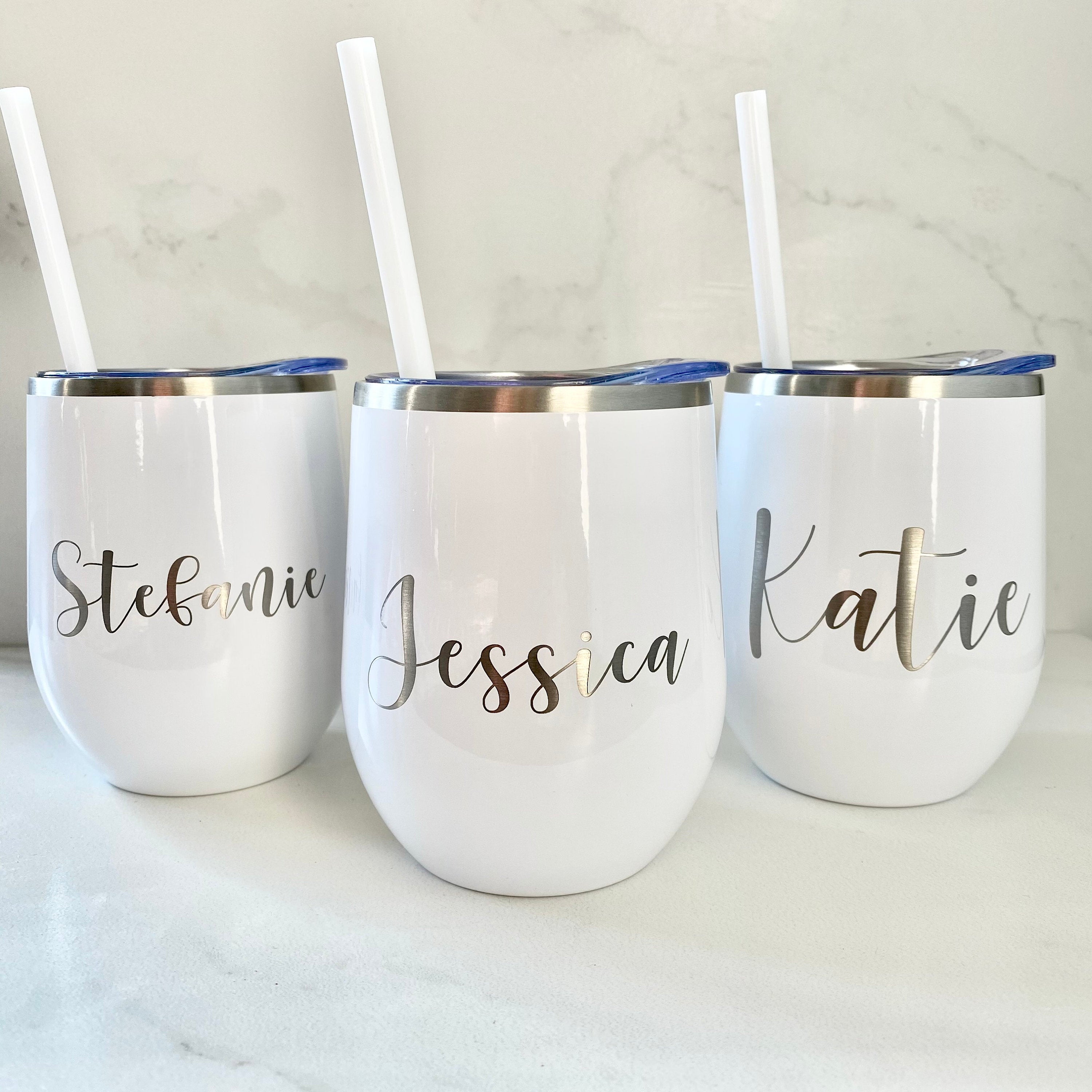 Wine Glass with Name | Laser Engraved Wine Tumbler | Personalized Wine Glass | Christmas Gift | Bridal Party | Birthday Gift