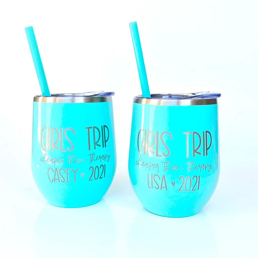 Girls Trip Wine Tumbler | Vacation Gift or Souvenir | Wine Glass with Name | Trip with Friends