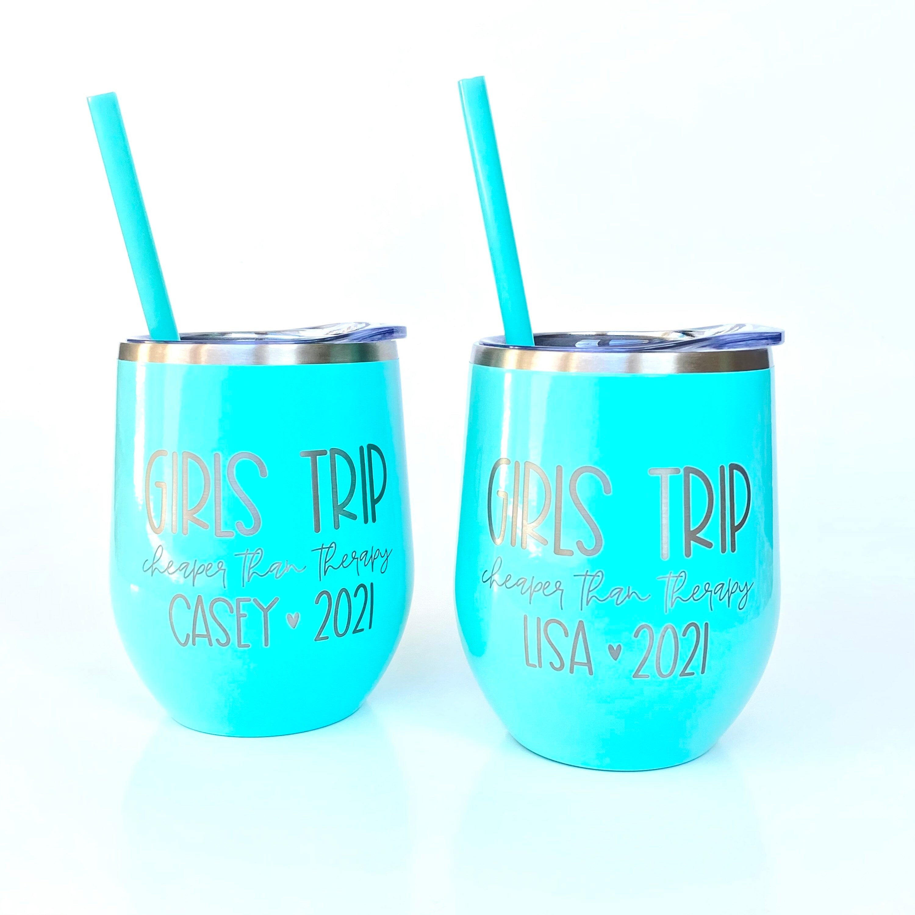 Girls Trip Wine Tumbler | Vacation Gift or Souvenir | Wine Glass with Name | Trip with Friends