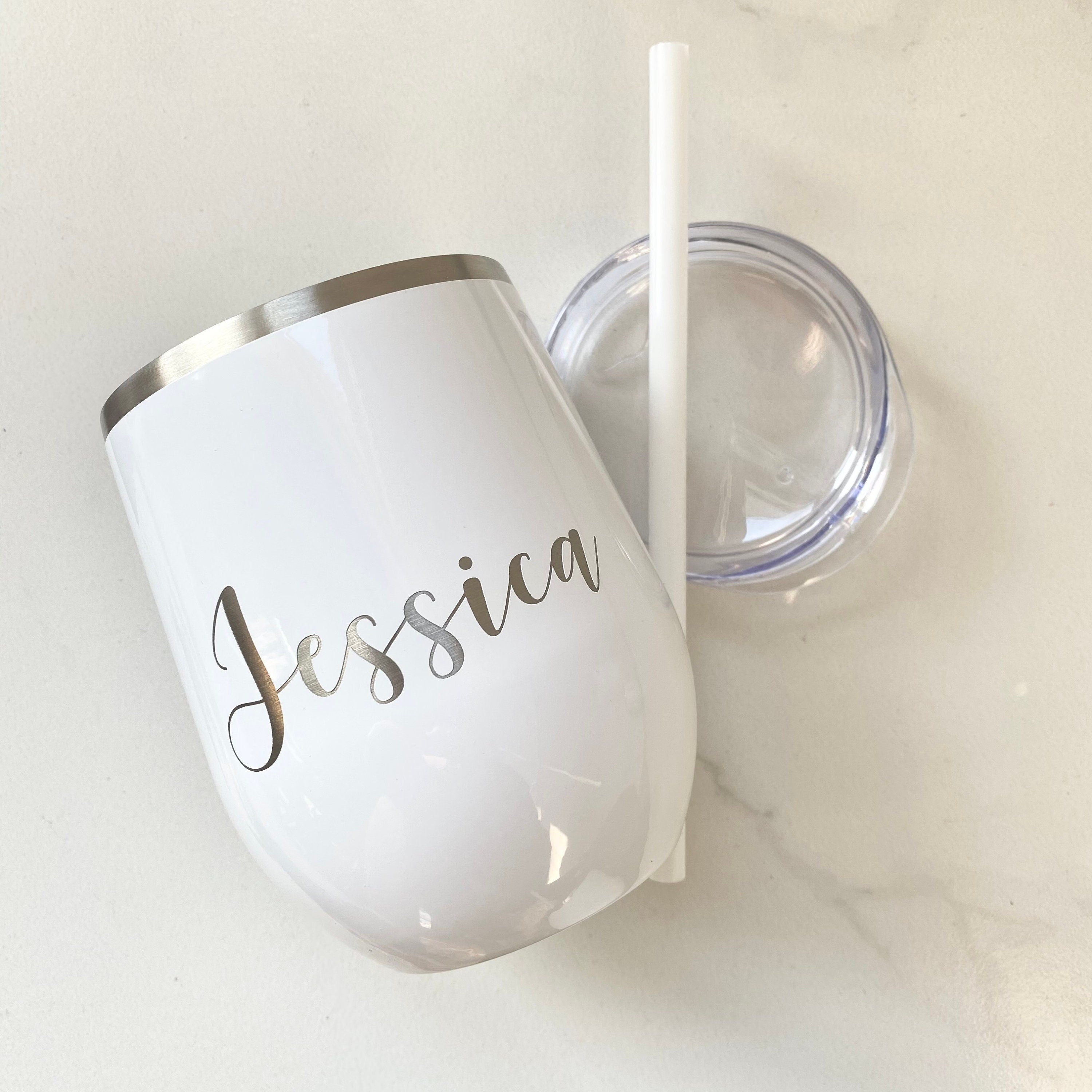 Wine Glass with Name | Laser Engraved Wine Tumbler | Personalized Wine Glass | Christmas Gift | Bridal Party | Birthday Gift