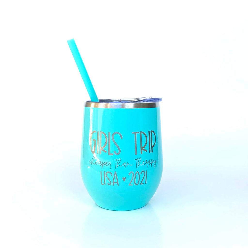 Girls Trip Wine Tumbler | Vacation Gift or Souvenir | Wine Glass with Name | Trip with Friends