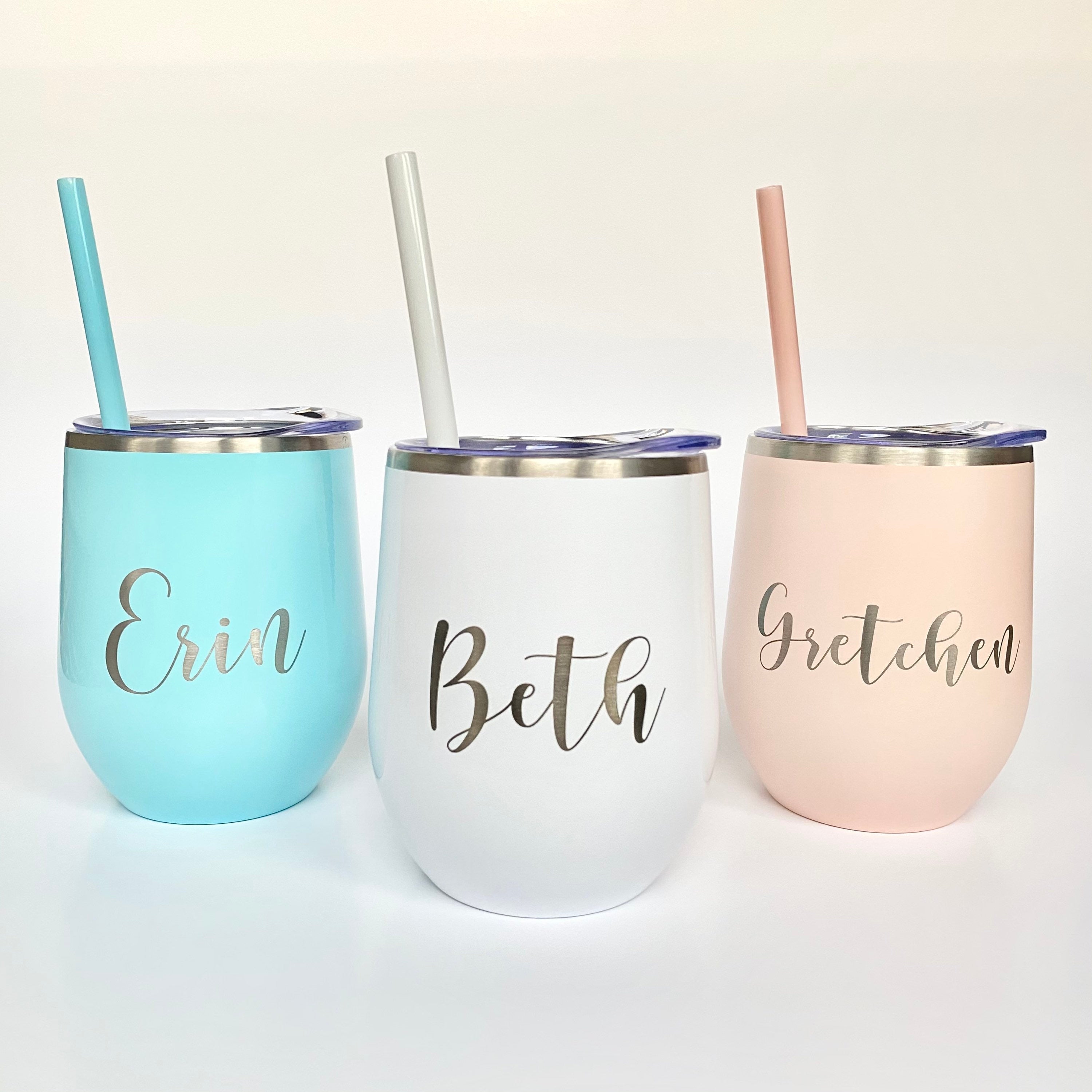 Wine Glass with Name | Laser Engraved Wine Tumbler | Personalized Wine Glass | Christmas Gift | Bridal Party | Birthday Gift